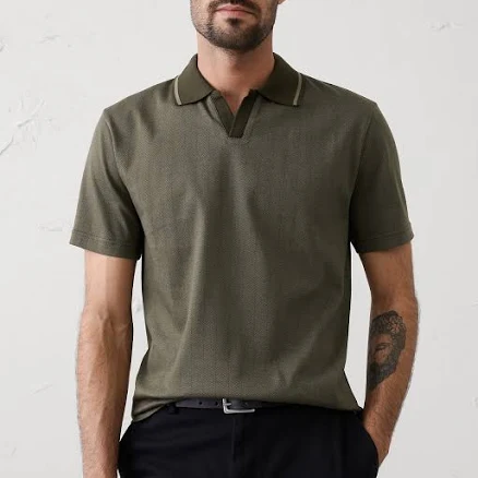 Men's Standard-Fit Luxe Touch Johnny-Collar Polo