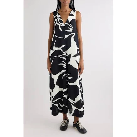 Dries Van Noten Dea Giant Floral Print Crepe Trapeze Dress