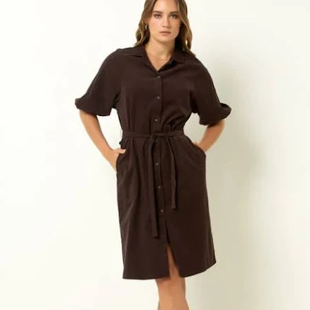 Single Stitch Women's Corduroy Midi Shirtdress