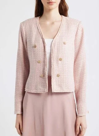 Tahari ASL Bouclé Jacket in Slipper Pink at Nordstrom, Size 10
