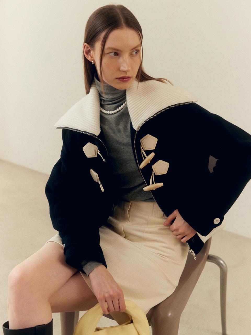 Big Collar Duffle Jacket (Dark Navy)