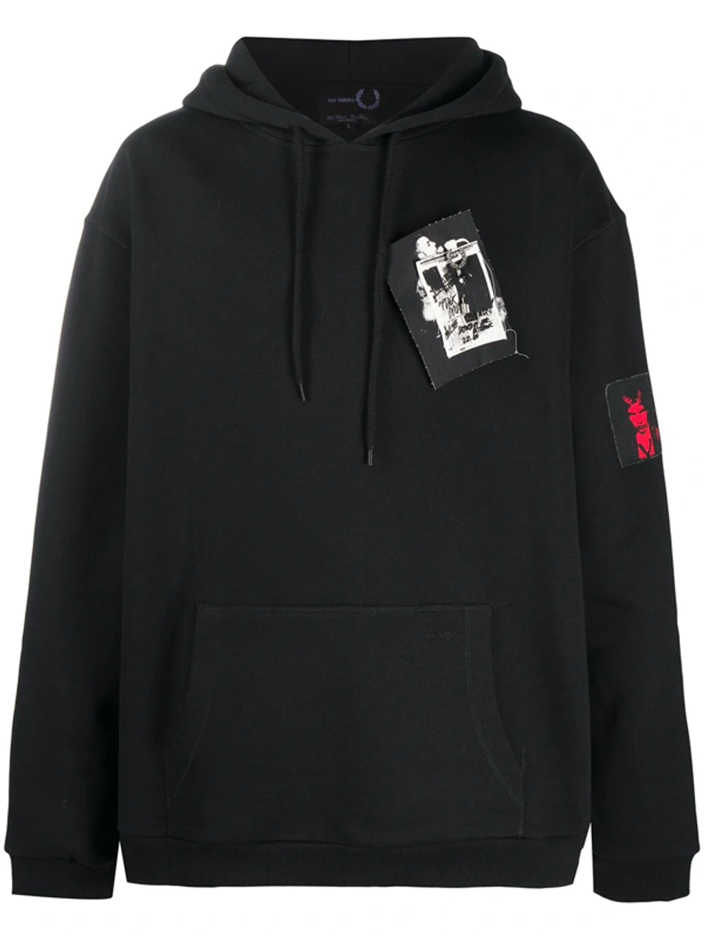Patchwork Panel Print Hoodie In Black