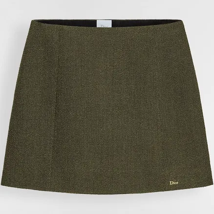 DIOR Women's Flared Miniskirt in Virgin Wool-Cotton-Blend Bouclé