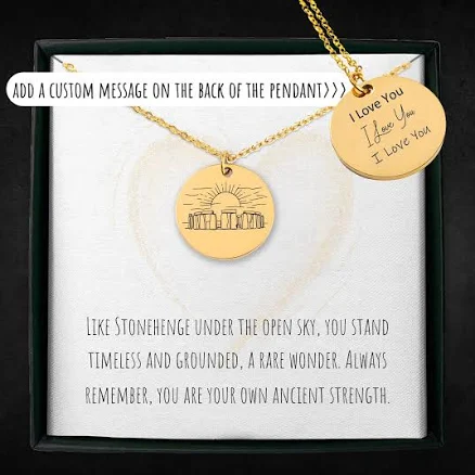 Personalized Stonehenge Engraved Pendant Necklace