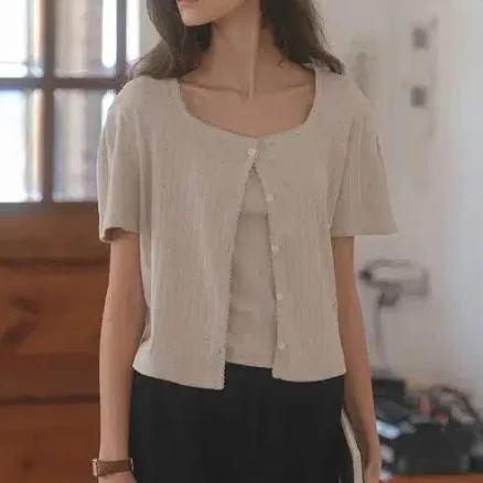 Till I Die Sleeveless Half Sleeve Eyelet Cardigan