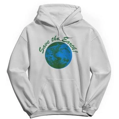 Earth Day Men's Save The Earth Long Sleeve Graphic Cotton Hoodie