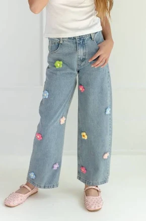 Lola + the Boys 3D Rainbow Flowers Jeans