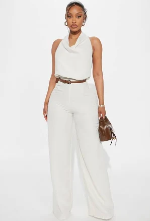 Fashion Nova Amelia Belted Halter Jumpsuit