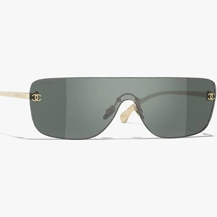 Women's CHANEL 4293 C395/71 Gold Shield Rimless Sunglasses