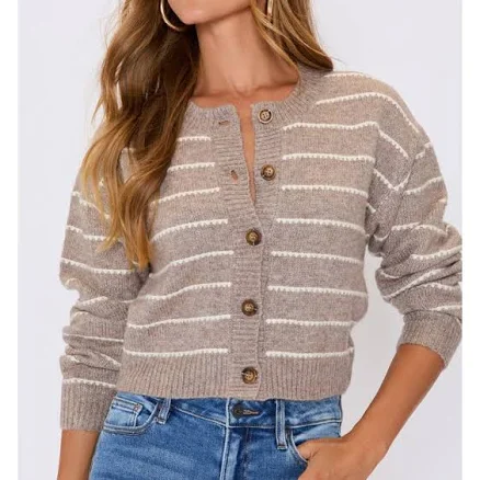 VICI Collection Women's Blaire Stripe Crop Cardigan