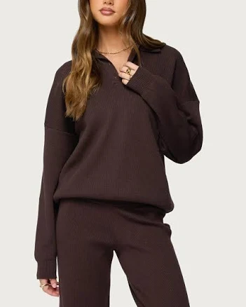 Edikted Women's Lorie Oversized Knit Polo Sweater