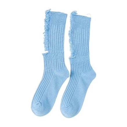WHEANG Hole Beggar Socks for Women Beggar Shabby Ripped Hole Socks Ribbed Knit Fluorescent Solid Color Socks Fashion Skateboard Tube Hosiery Broken