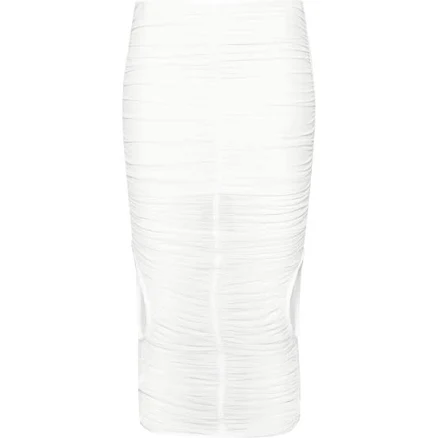 Mugler Women's Mesh Ruched Midi Skirt