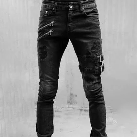 Men's Slim Fit Distressed Ripped Skinny Jeans