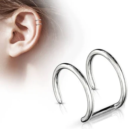 Stainless Steel Double Ring Ear Cuff
