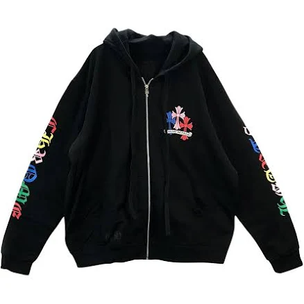 Men's Chrome Hearts Cross Logo Zip Up Hoodie 'black