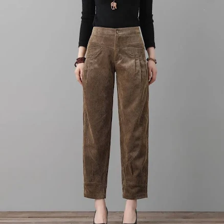 Khaki Corduroy Harem Pants C2561