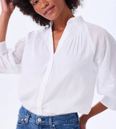 Organza Cotton Button Down with Balloon Sleeves