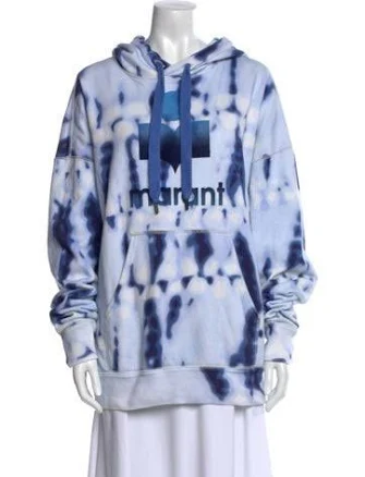 Étoile Isabel Marant Tie-Dye Print V-Neck Sweatshirt in Blue, Women's US12, FR44 | XL