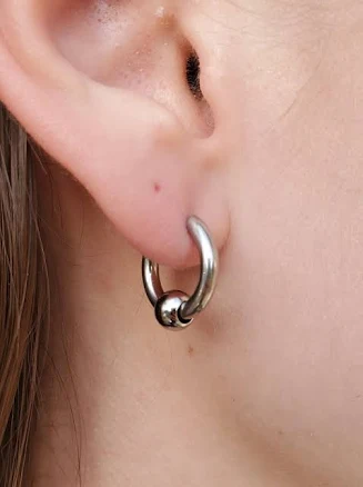 Punk Emo Gothic Stainless Steel Hoop and Ball Earrings