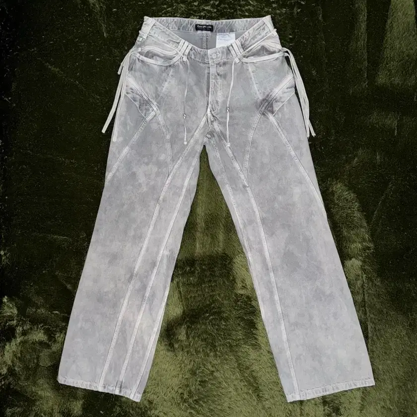 [XL] Cost Per Kilo Full Back Washing Denim Pants Ice Gray