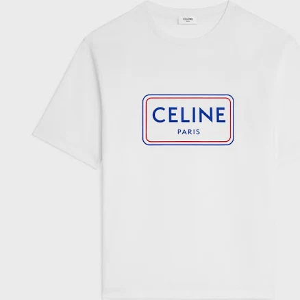 Celine Women's Loose Cotton Jersey T-Shirt with Logo Print