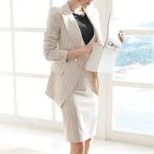 Yilda - Set: Striped Blazer + Skirt