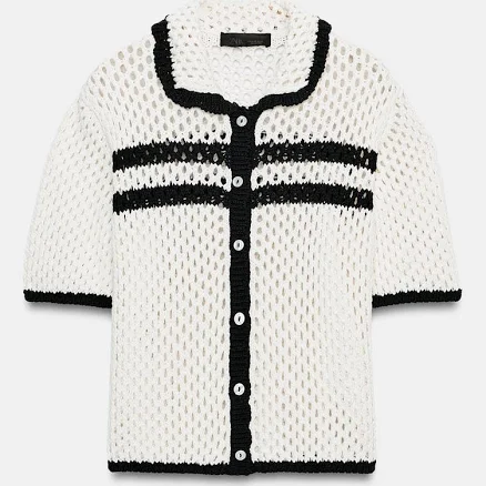 Zara Open-Knit Polo Jacket