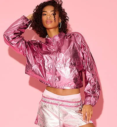 Victoria's Women's Secret Pink Metallic Cropped Jacket