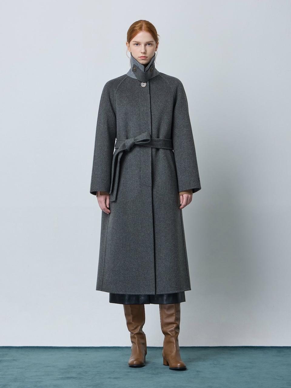 Belted Single Collar Wool Cashmere Coat (CG_C244MSG168)