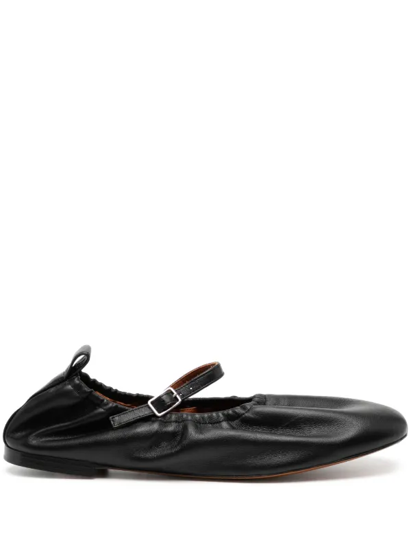 Leather Flat Ballerina Shoes