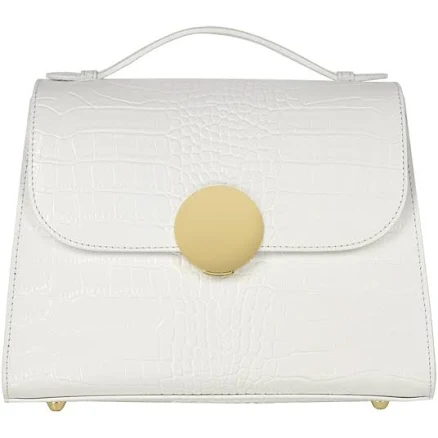 Women's Bombo Croco Embossed Leather Top-Handle Satchel Bag W/Strap