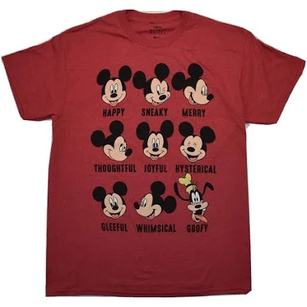 Disney Men's Mickey Mouse & Goofy Expressions Graphic T-Shirt