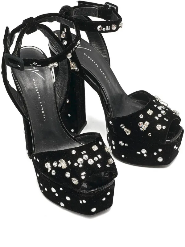 Embellished Velvet Sandals