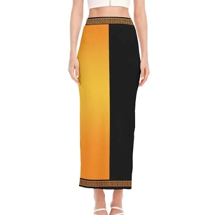 Women's Color-Block Maxi Skirt with Side Slit