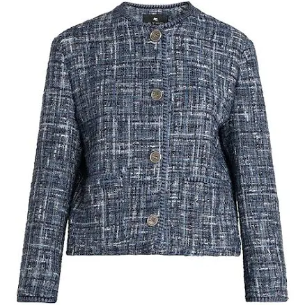 Etro Women's Abstract Check Crop Bouclé Jacket