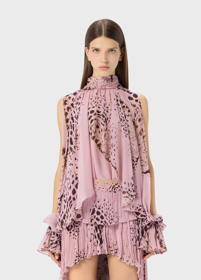 Asymmetric printed georgette blouse