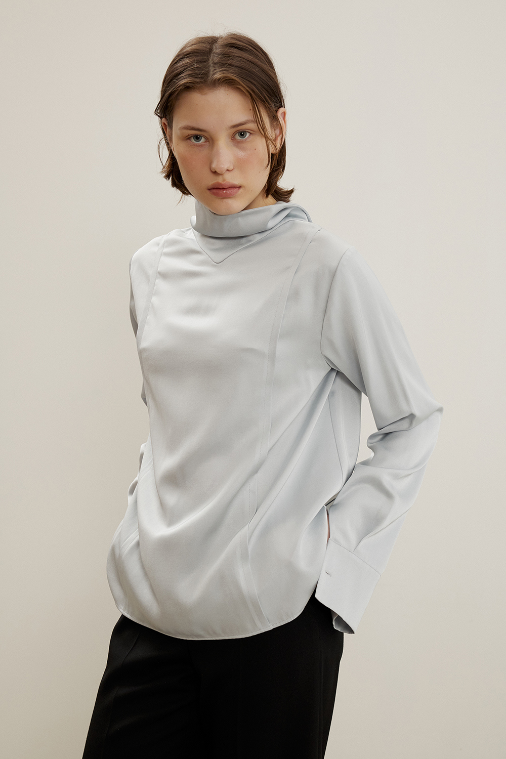 Cowl Neck Button Blouse