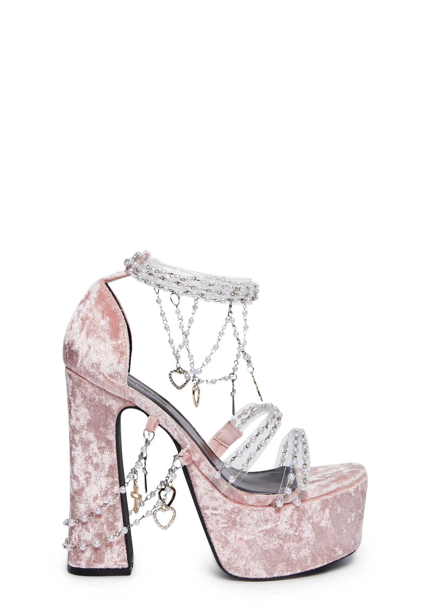Sugar Thrillz Velvet Platform Beaded Heels