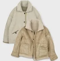 Reversible suede oversized shearling mustang jacket jumper