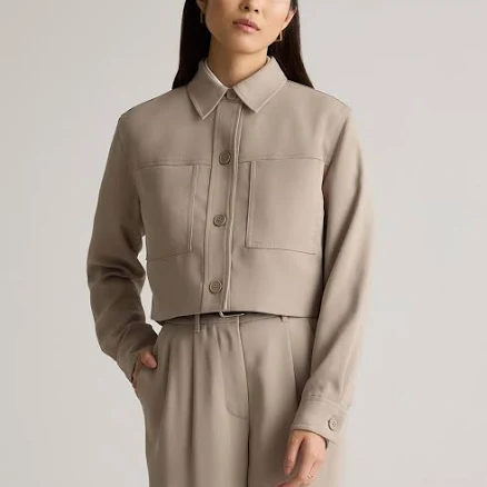 Quince Women's Cropped Stretch Crepe Jacket
