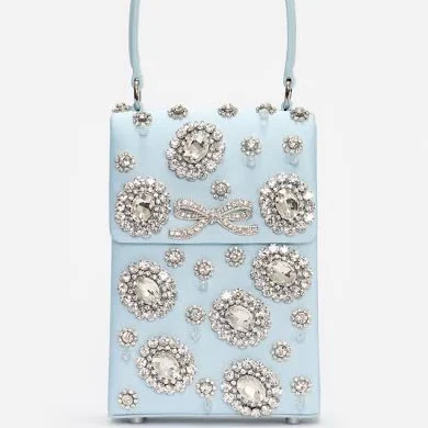Self Portrait Satin Crystal Mini Bow Bag