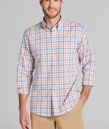 Jos. A. Bank Men's Tailored Fit Plaid Button Up Shirt