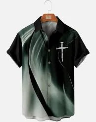 Men's Gorgeous Striped Cross Pattern Men's Short Sleeve Tops - Eleven