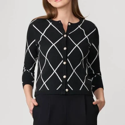 Cable & Gauge Women's Argyle Crewneck Cardigan