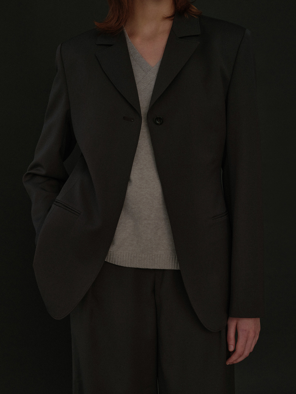 One Button Jacket_Taupe Gray