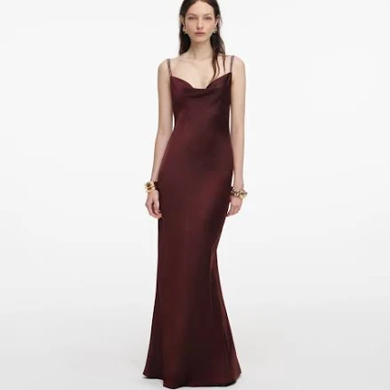 Self Portrait Diamante Satin Maxi Dress