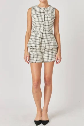 Endless Rose Boucle Tweed Check Jacket