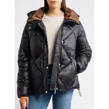 Sam Edelman Diamond Quilted Faux Fur Puffer Jacket