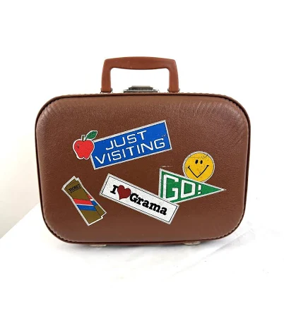 Vintage Red Mini Suitcase Luggage - Going to Grandma's